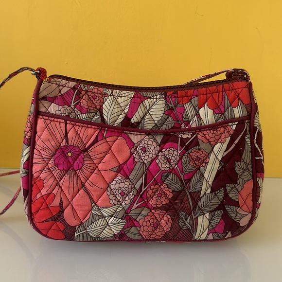 Vera Bradley Bohemian Blooms Little Crossbody Bag Purse Small Red Floral - Picture 6 of 15